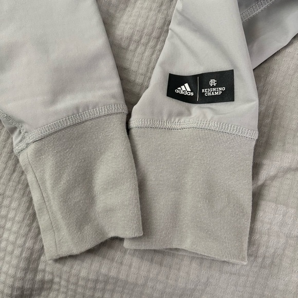 Adidas x Reigning Champ SMALL Hoodie Womens Gray Waffle cowl neck sweatshirt - Picture 8 of 10
